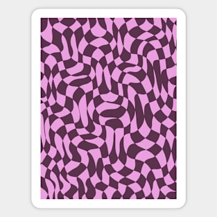 Dark Purple and Pink Distorted Warped Checkerboard Pattern IV Magnet